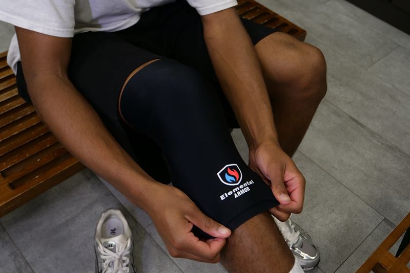 Elemental Armor Knee Sleeve fitted on the knee